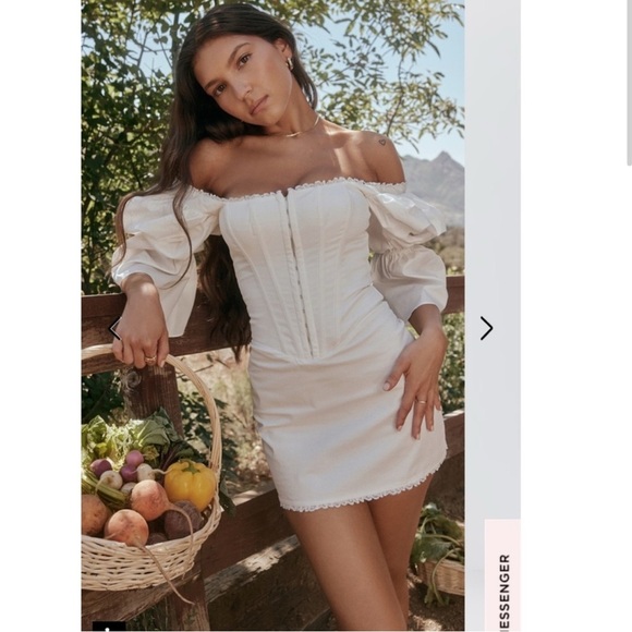 HOUSE OF CB Matilda White Puff Sleeve Corset Mini Dress Size Small - Picture 1 of 9